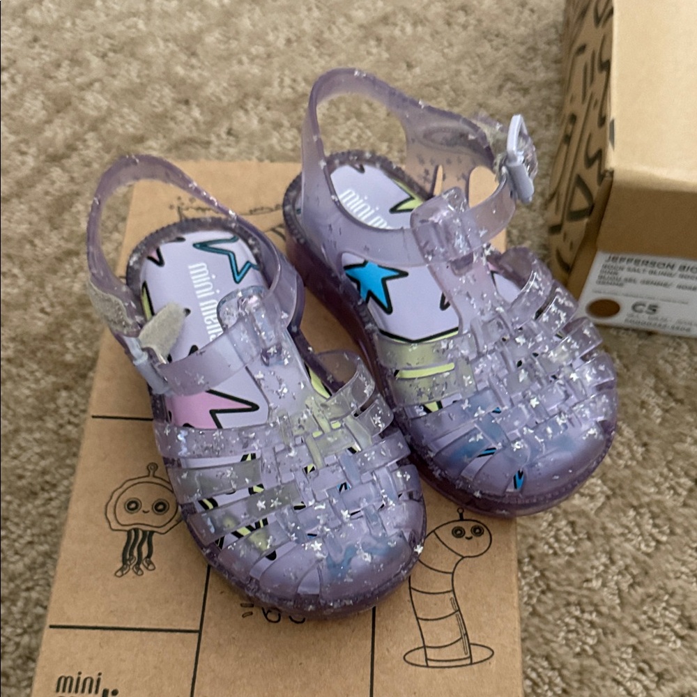 Mini Melissa Kids' Glittery Purple Sandals